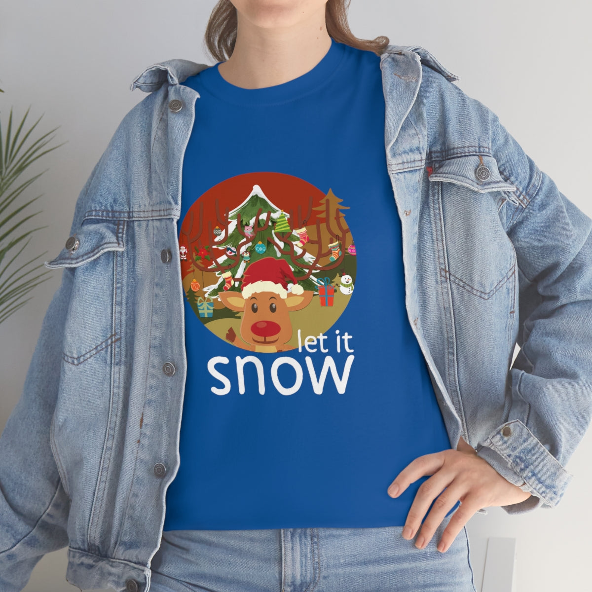 Christmas Let It Snow Funny Quote Reindeer Santa Winter Xmas Apparel