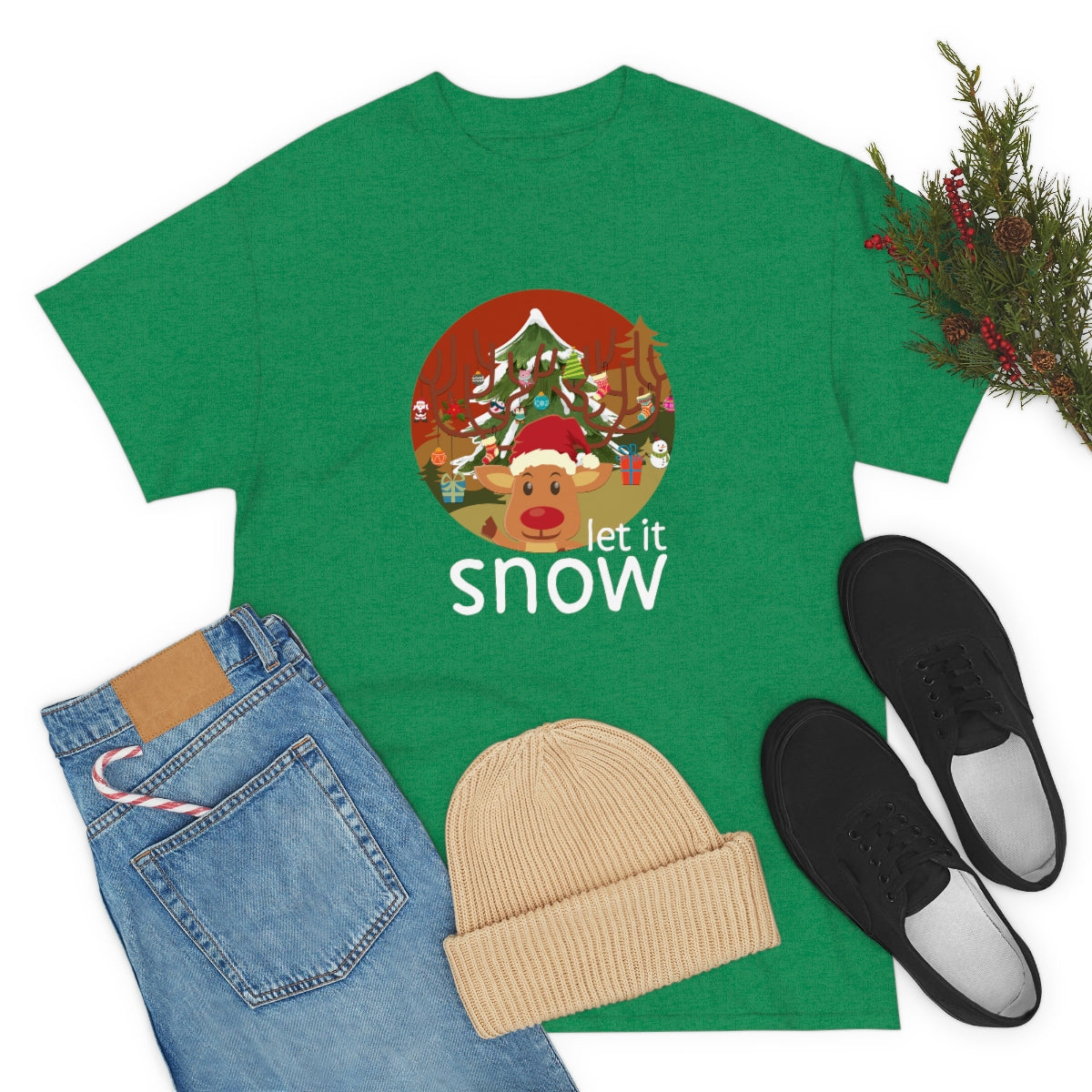 Christmas Let It Snow Funny Quote Reindeer Santa Winter Xmas Apparel