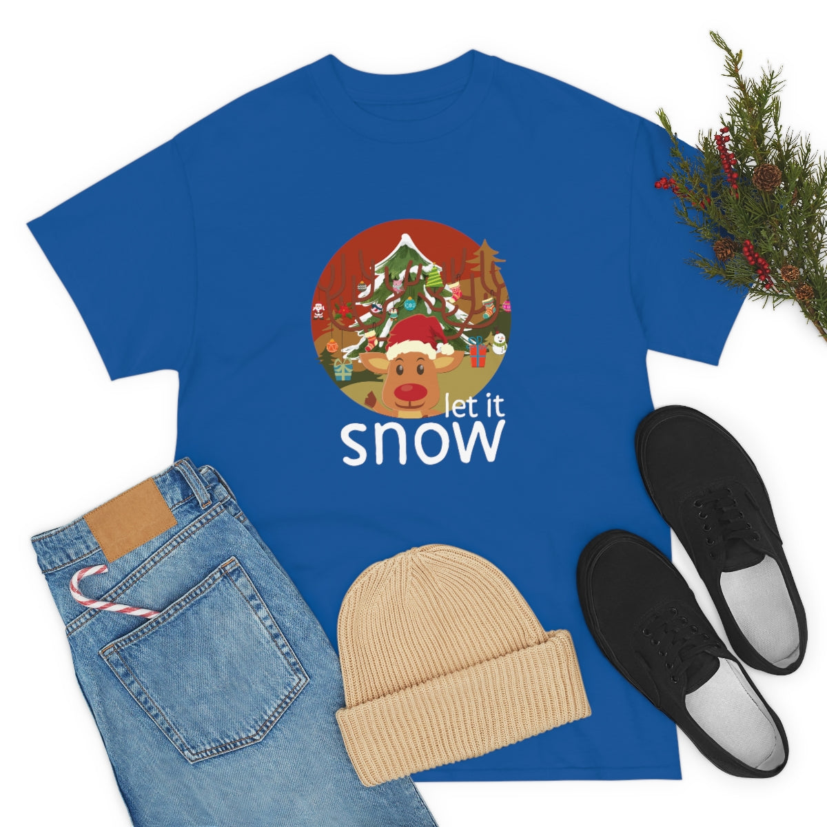 Christmas Let It Snow Funny Quote Reindeer Santa Winter Xmas Apparel