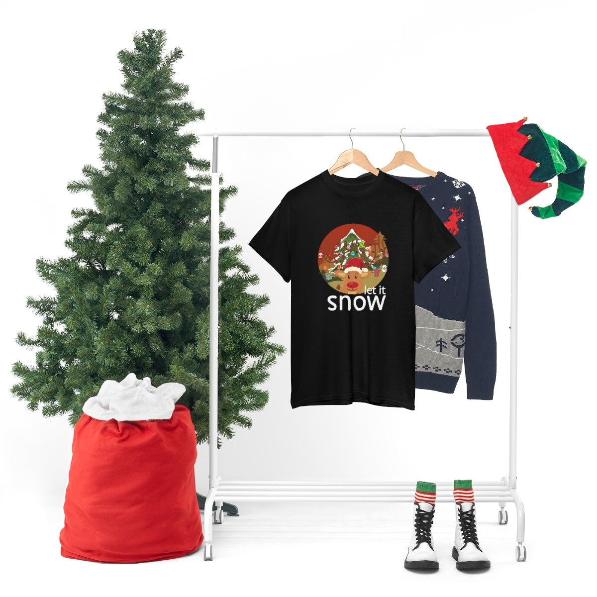 Christmas Let It Snow Funny Quote Reindeer Santa Winter Xmas Apparel