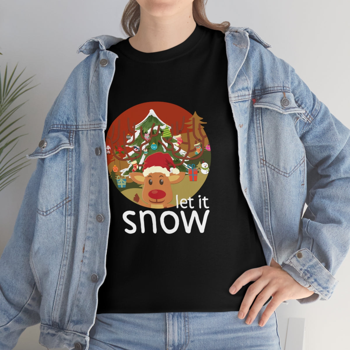 Christmas Let It Snow Funny Quote Reindeer Santa Winter Xmas Apparel