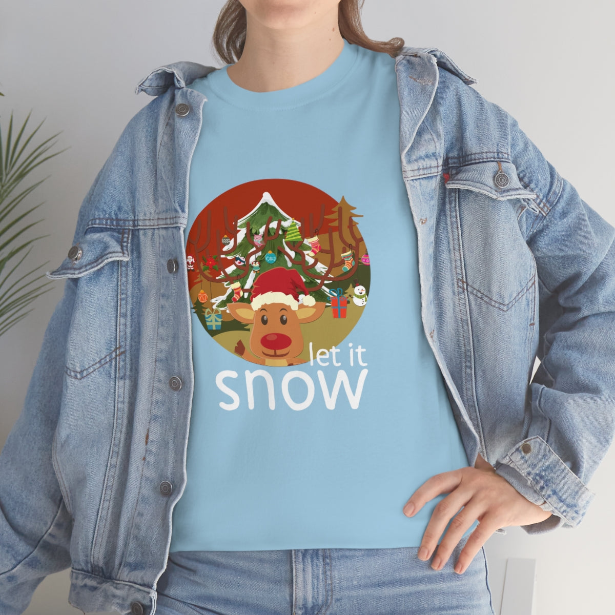 Christmas Let It Snow Funny Quote Reindeer Santa Winter Xmas Apparel