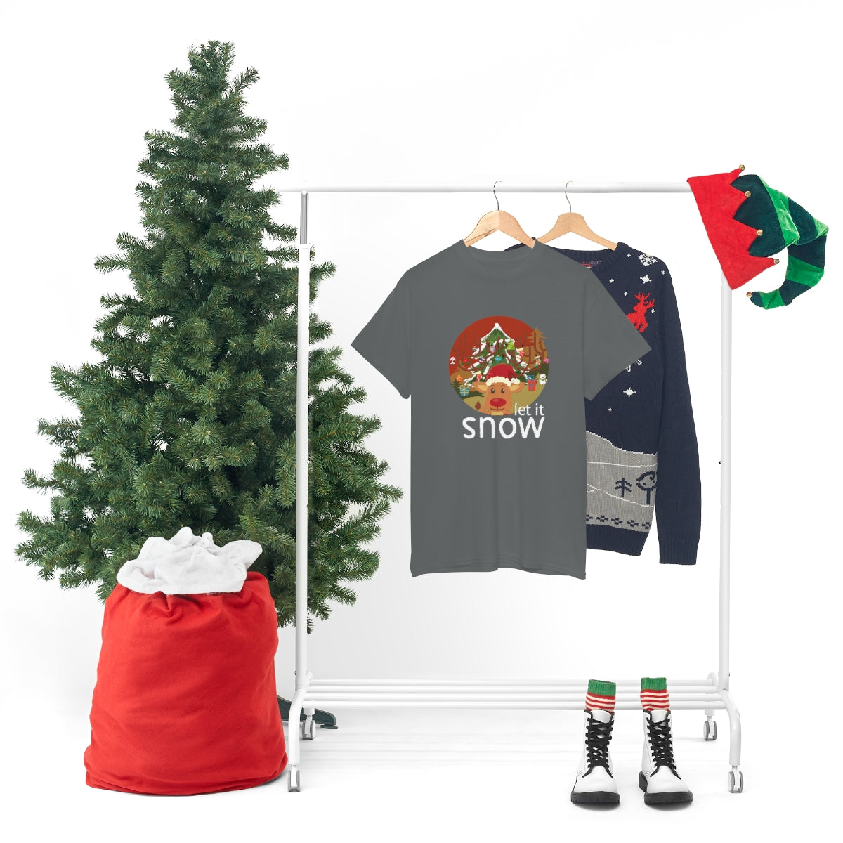 Christmas Let It Snow Funny Quote Reindeer Santa Winter Xmas Apparel