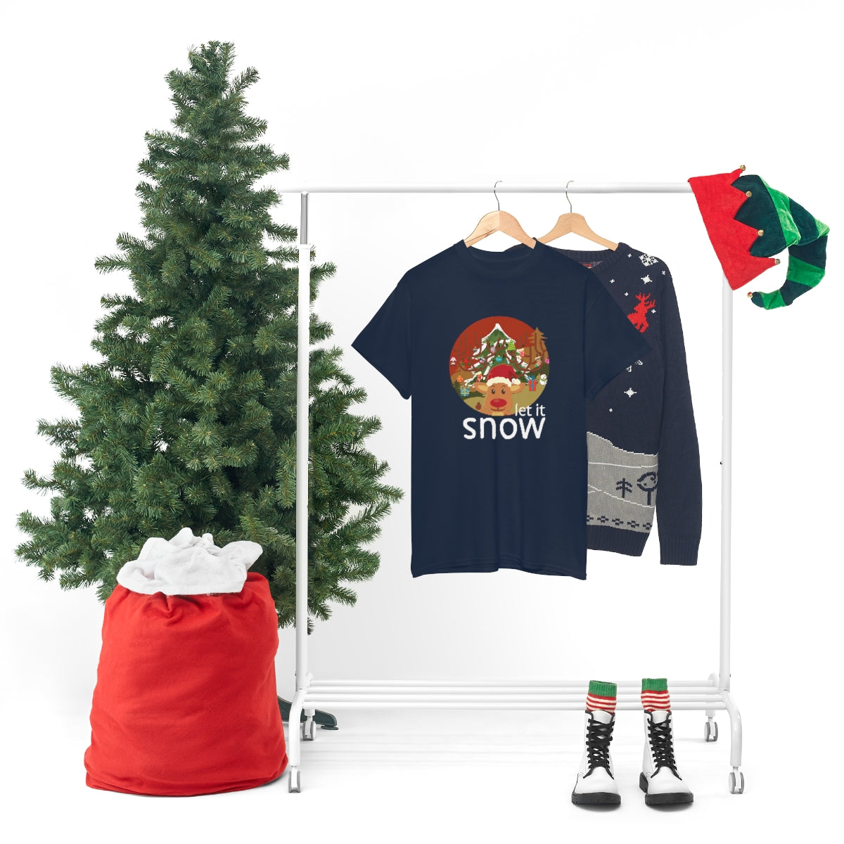 Christmas Let It Snow Funny Quote Reindeer Santa Winter Xmas Apparel