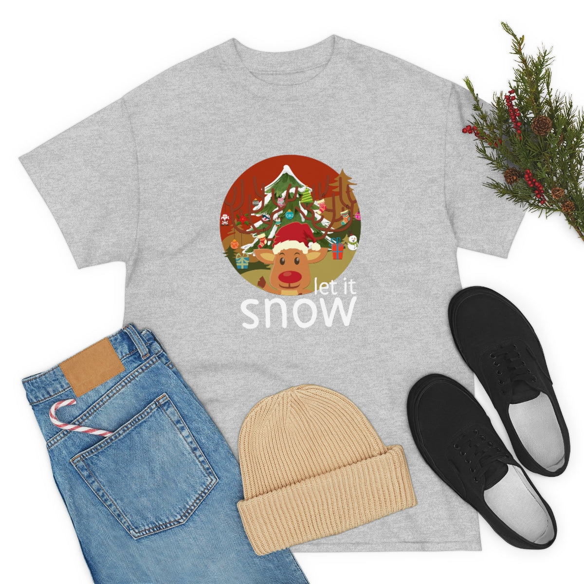 Christmas Let It Snow Funny Quote Reindeer Santa Winter Xmas Apparel