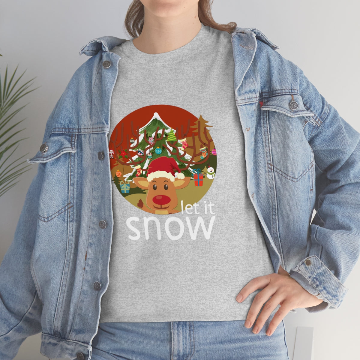 Christmas Let It Snow Funny Quote Reindeer Santa Winter Xmas Apparel