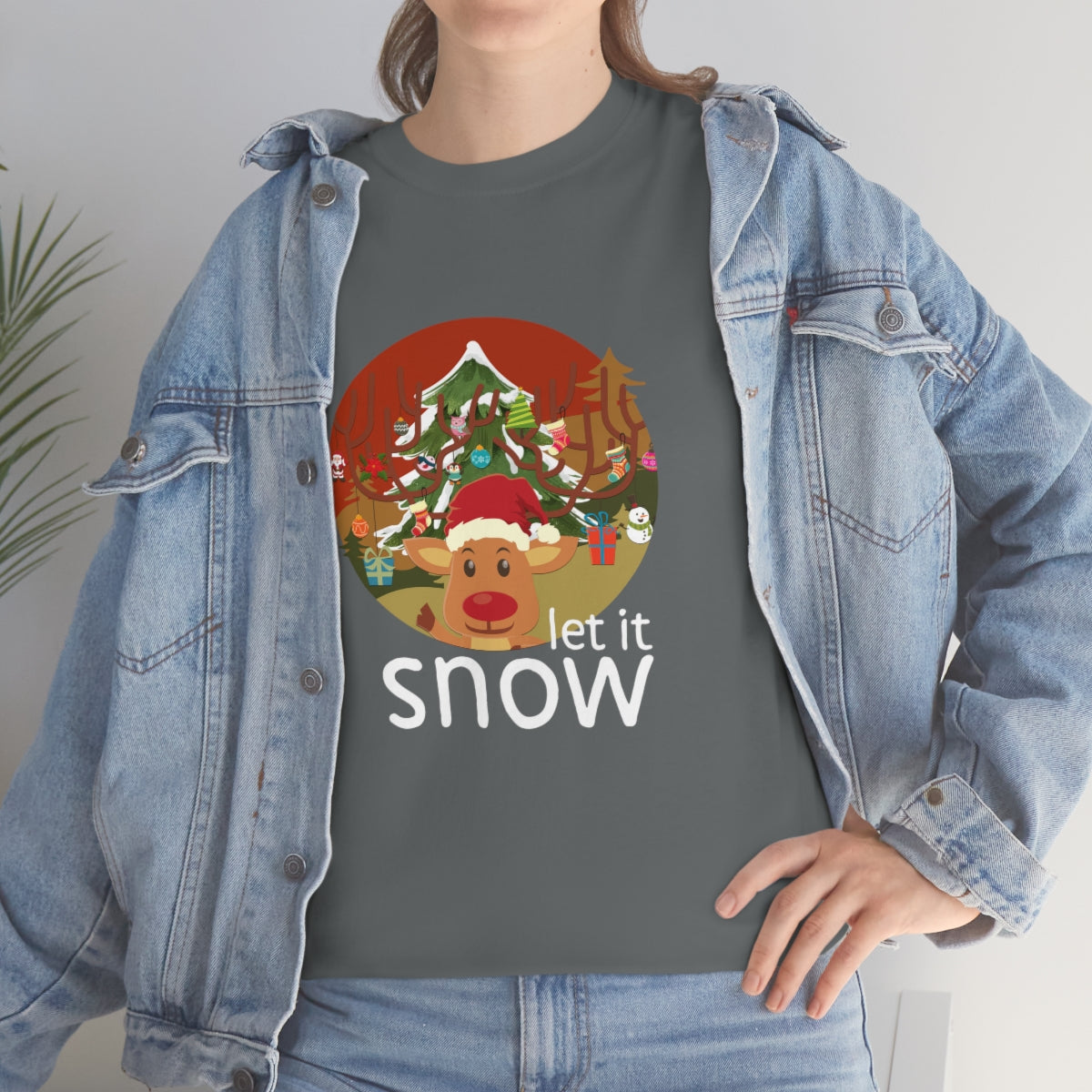 Christmas Let It Snow Funny Quote Reindeer Santa Winter Xmas Apparel